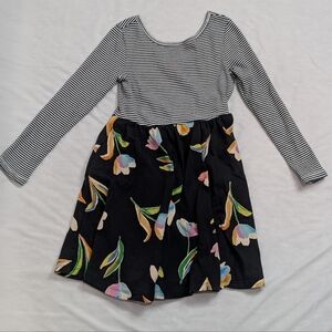 Tea Collection Black and White Striped Floral Dress